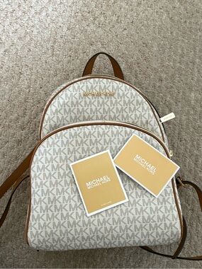 Michael Kors Cream & Brown MK Signature Mini Backpack